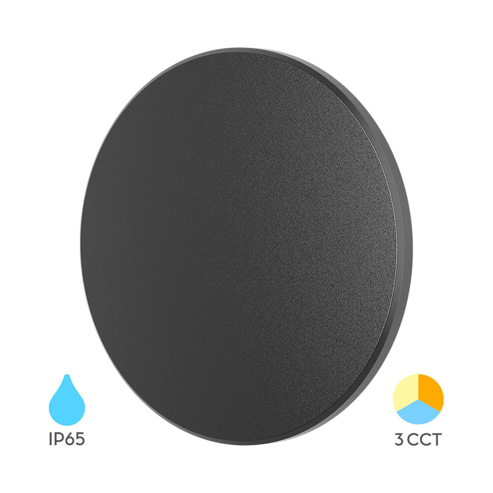 BRY-PALERMO-M-RND-BLC-12W-3IN1-IP65-WALL LIGHT - 1