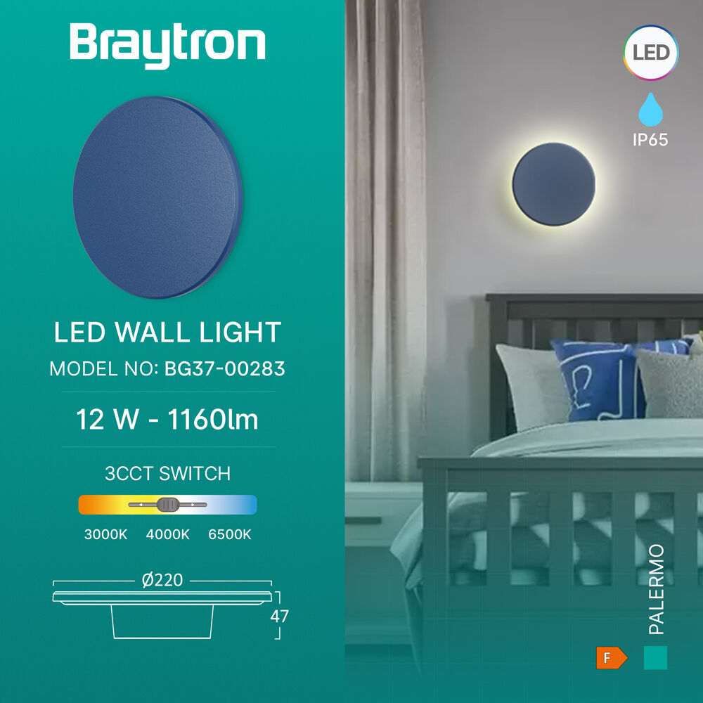 BRY-PALERMO-M-RND-BLUE-12W-3IN1-IP65-WALL LIGHT - 3