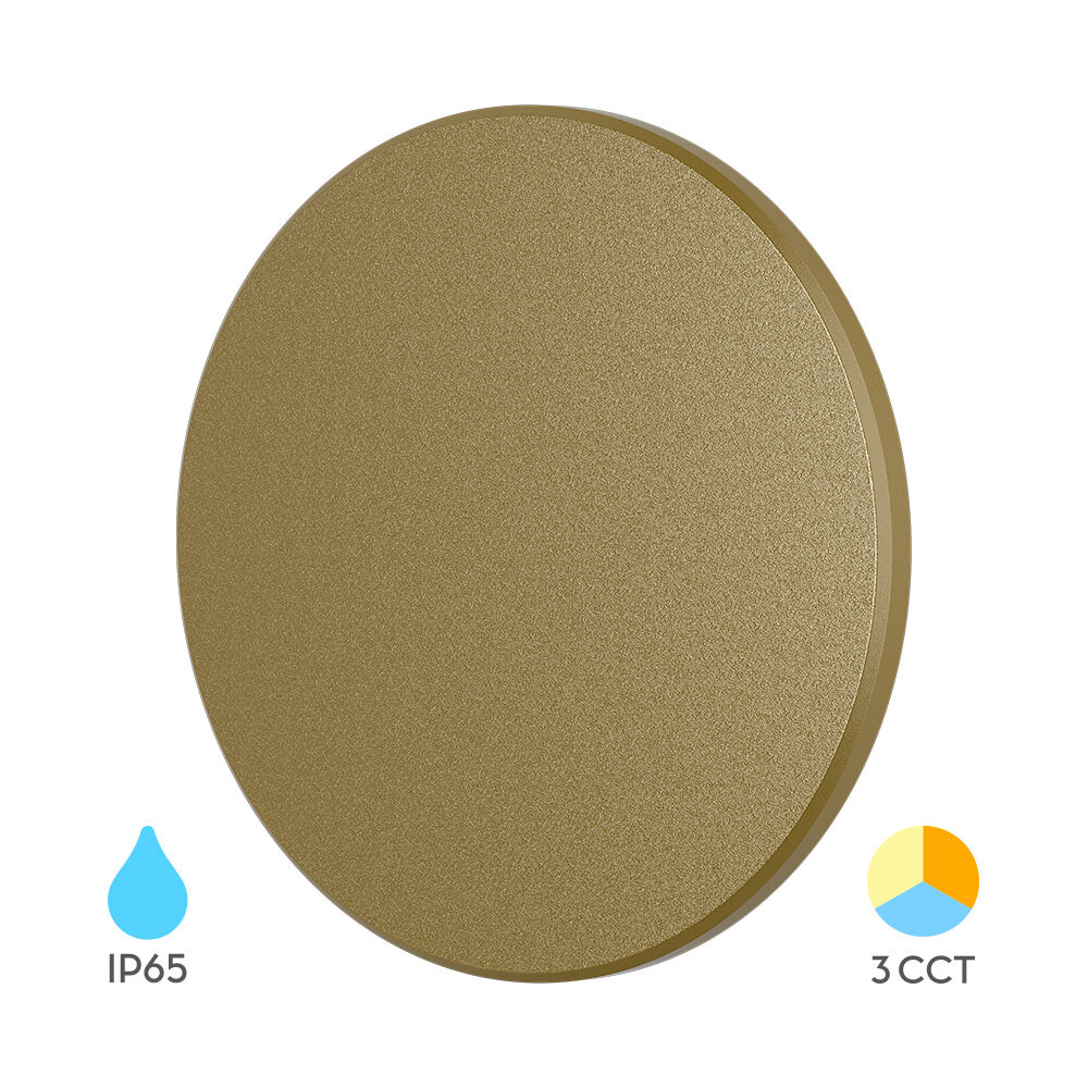 BRY-PALERMO-M-RND-GLD-12W-3IN1-IP65-WALL LIGHT - 1