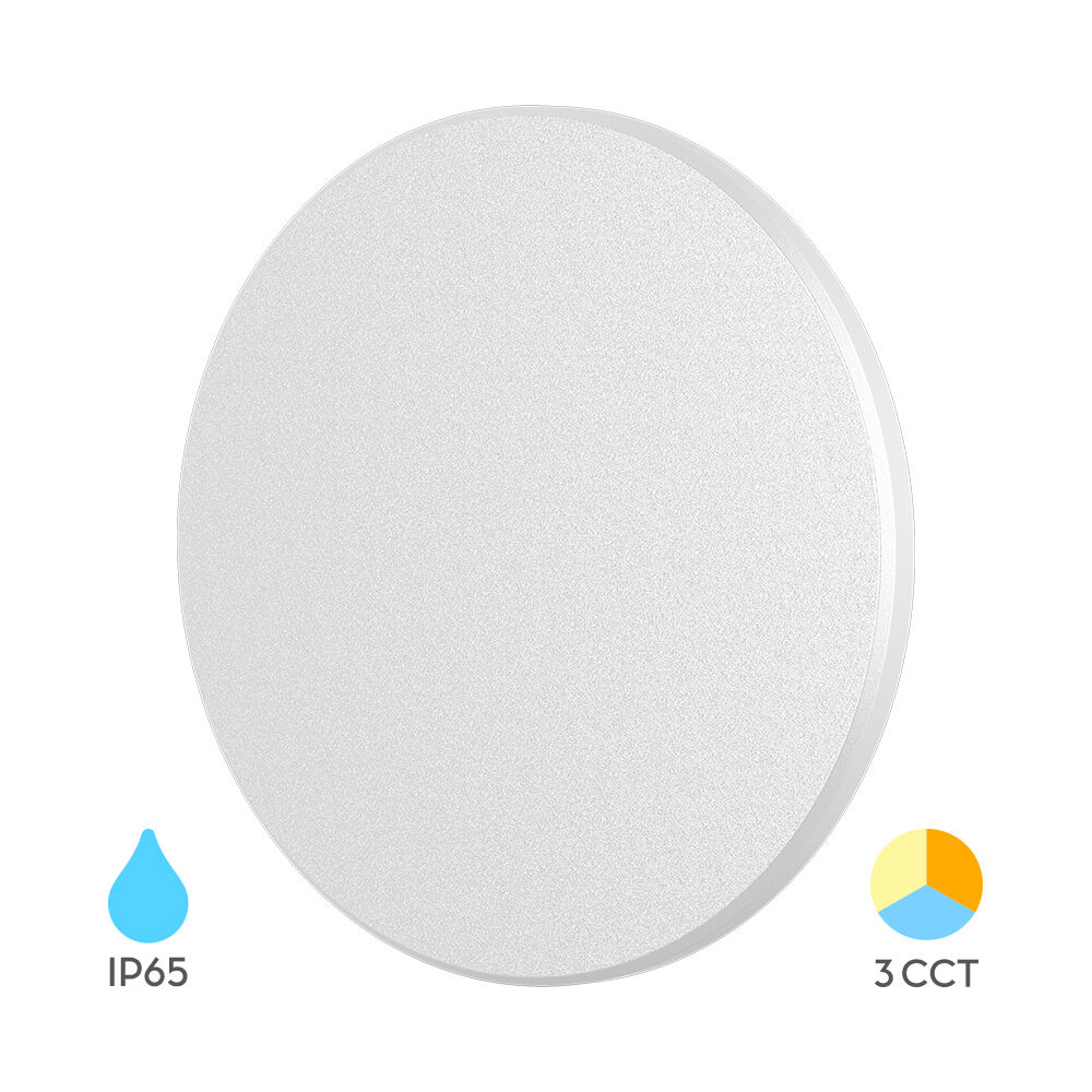 BRY-PALERMO-M-RND-WHT-12W-3IN1-IP65-WALL LIGHT - 1