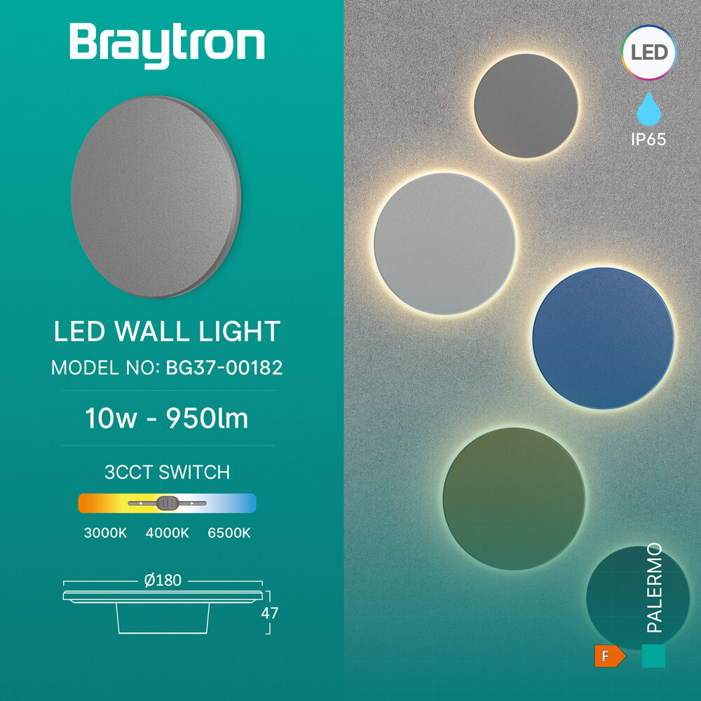 BRY-PALERMO-S-RND-GRY-10W-3IN1-IP65-WALL LIGHT - 3