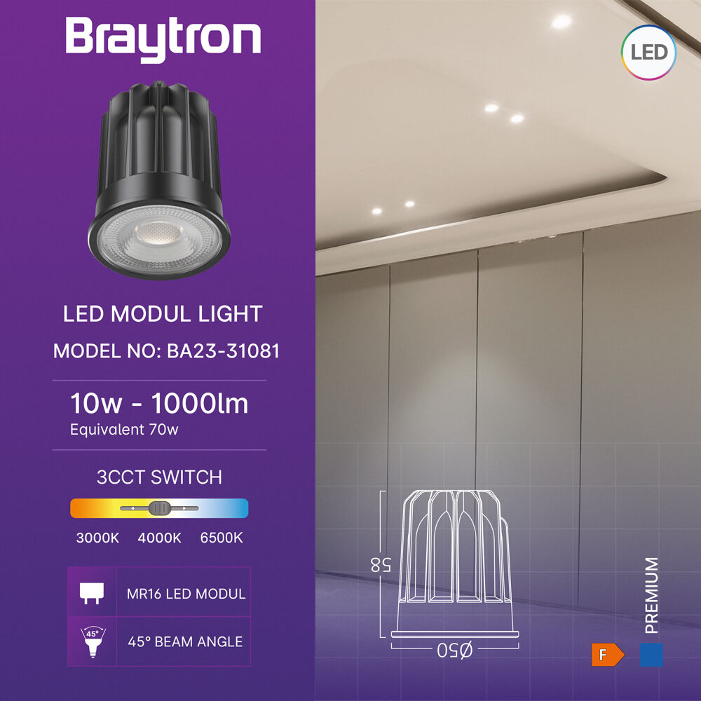 BRY-PREMIUM-10W-3IN1-38D-MR16 LED MODUL - 3