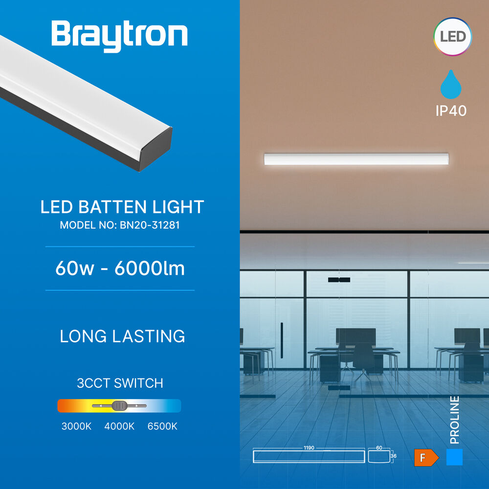 BRY-PROLINE-PT-60W-1.2MT-BLC-3IN1-LED BATTEN - 3