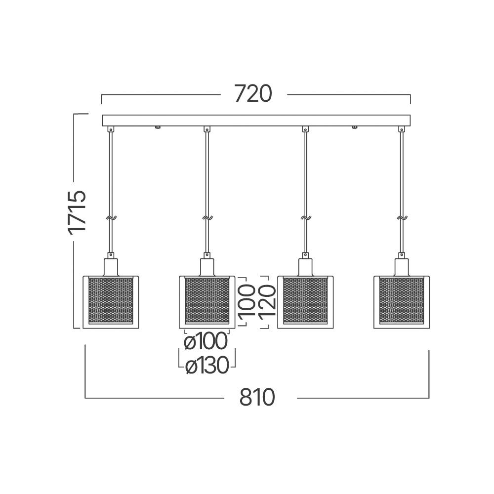 BRY-S008S-4H-4xE14-GLD-PENDANT LIGHT - 4