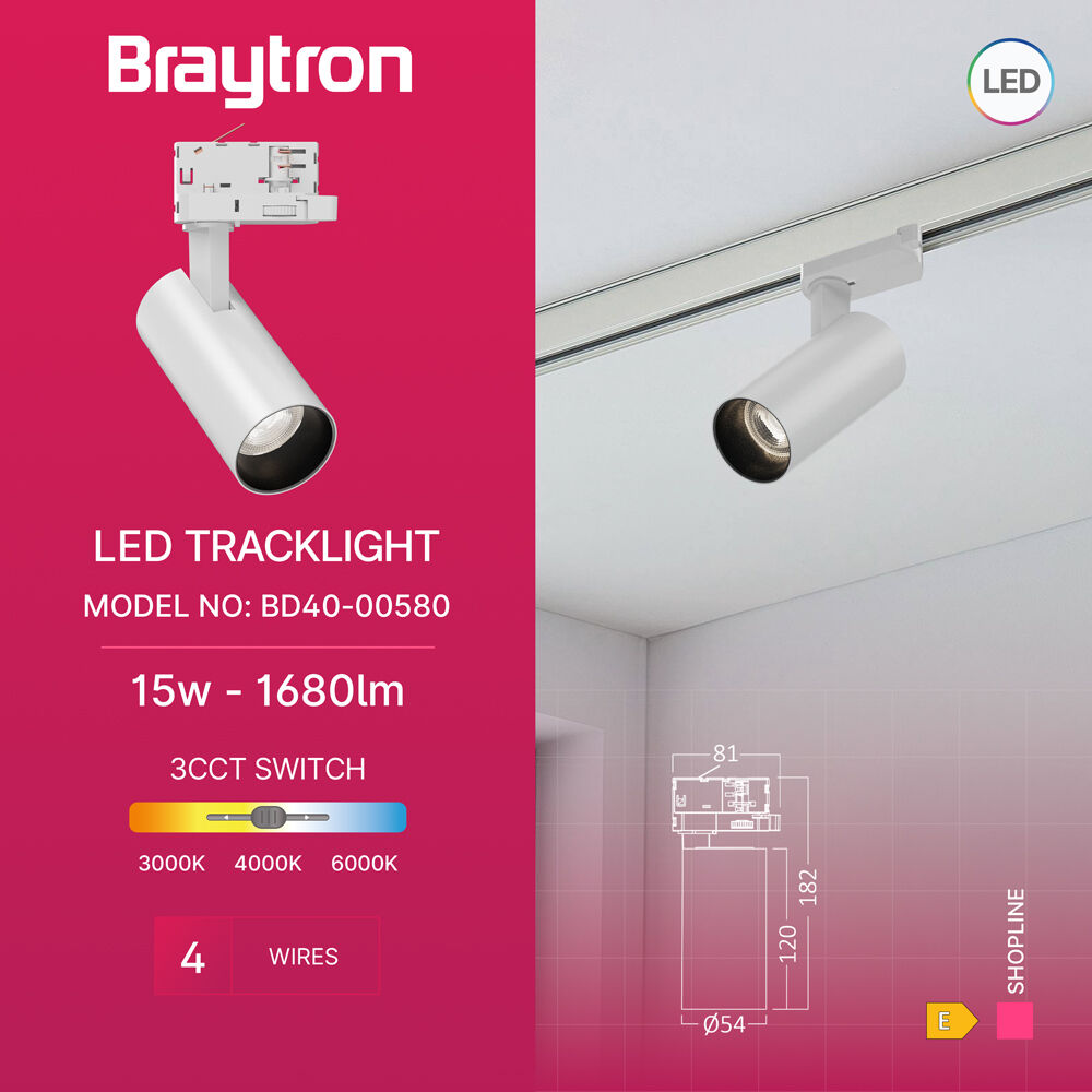 BRY-SHOPLINE-P15-15W-4WRS-WHT-3IN1-TRACKLIGHT - 3
