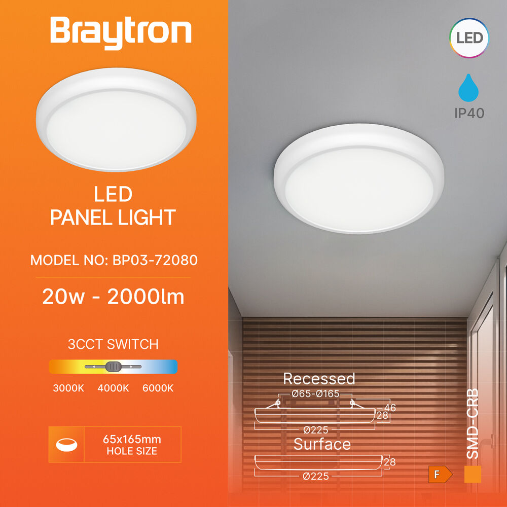 BRY-SMD-CRB-20W-RND-WHT-3IN1-LED PANEL LIGHT - 3