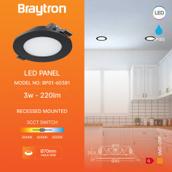 BRY-SMD-CRP-3W-RND-3INC-BLC-3IN1-LED PANEL - 3