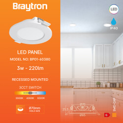 BRY-SMD-CRP-3W-RND-3INC-WHT-3IN1-LED PANEL - 3