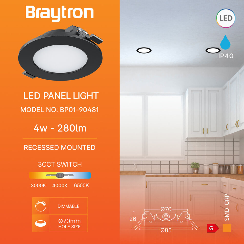 BRY-SMD-CRP-4W-RND-DIM-3INC-BLC-3IN1-LED PANEL - 3