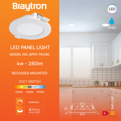 BRY-SMD-CRP-4W-RND-DIM-3INC-WHT-3IN1-LED PANEL - 3