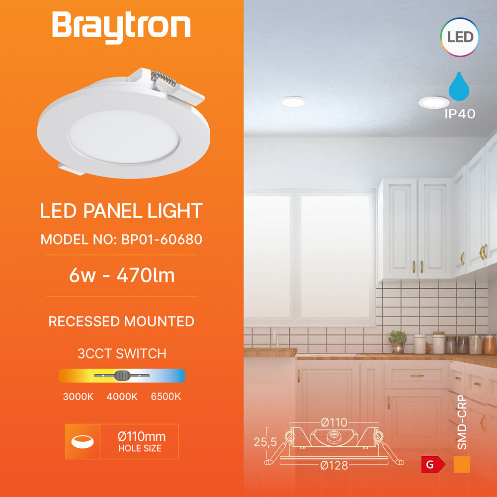 BRY-SMD-CRP-6W-RND-4NC-WHT-3IN1-LED PANEL - 3