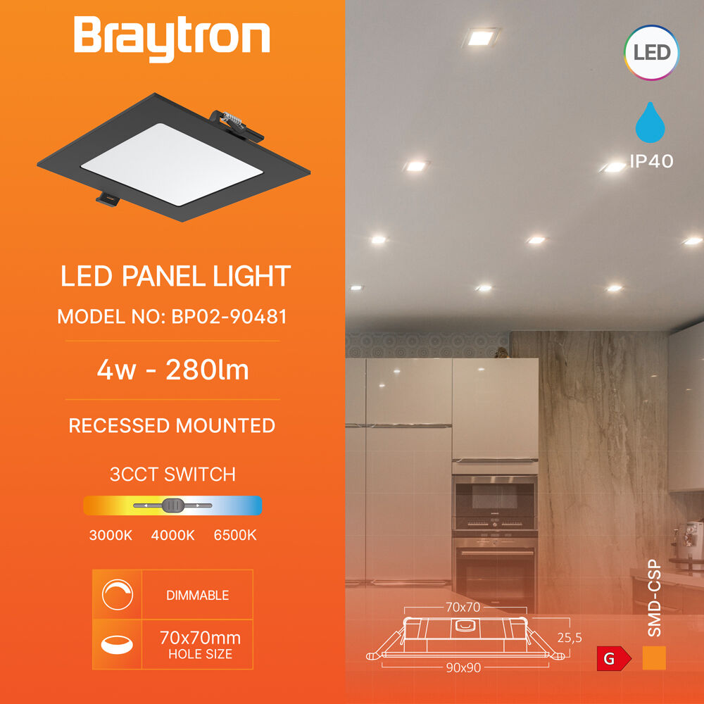 BRY-SMD-CSP-4W-SQR-DIM-3INC-BLC-3IN1-LED PANEL - 3