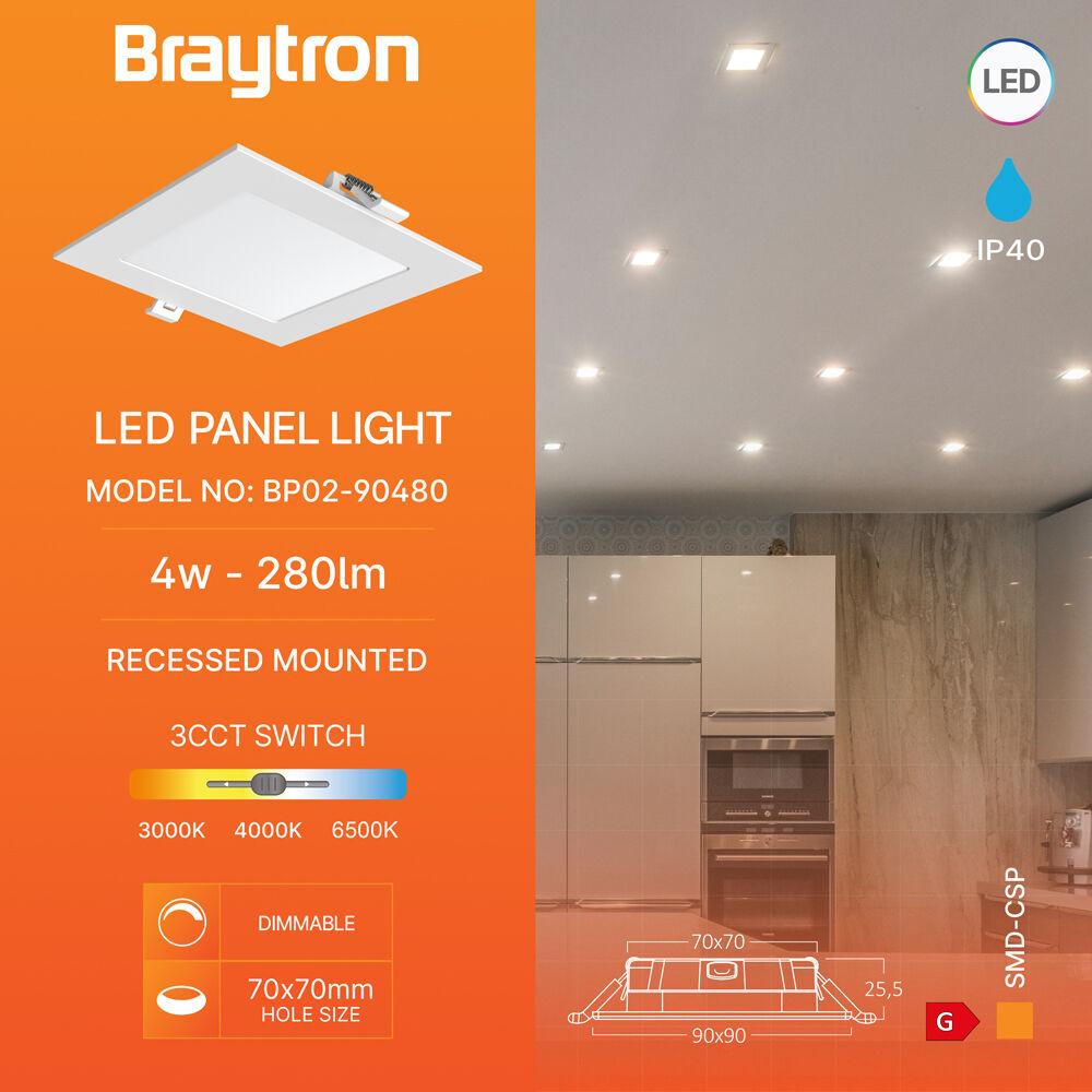 BRY-SMD-CSP-4W-SQR-DIM-3INC-WHT-3IN1-LED PANEL - 3