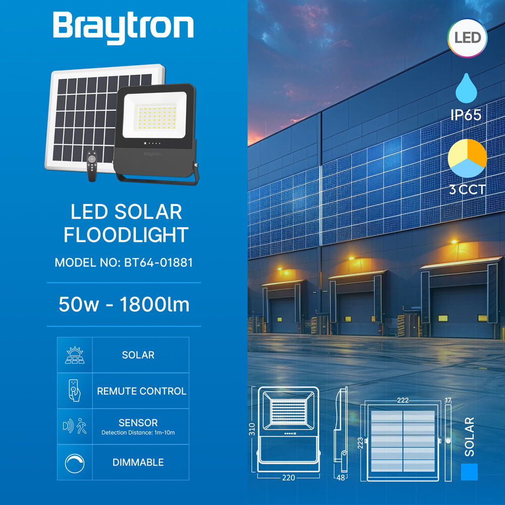 BRY-SOLAR PL-50W-3IN1-RMT-IP65-SOLAR FLOODLIGHT - 3