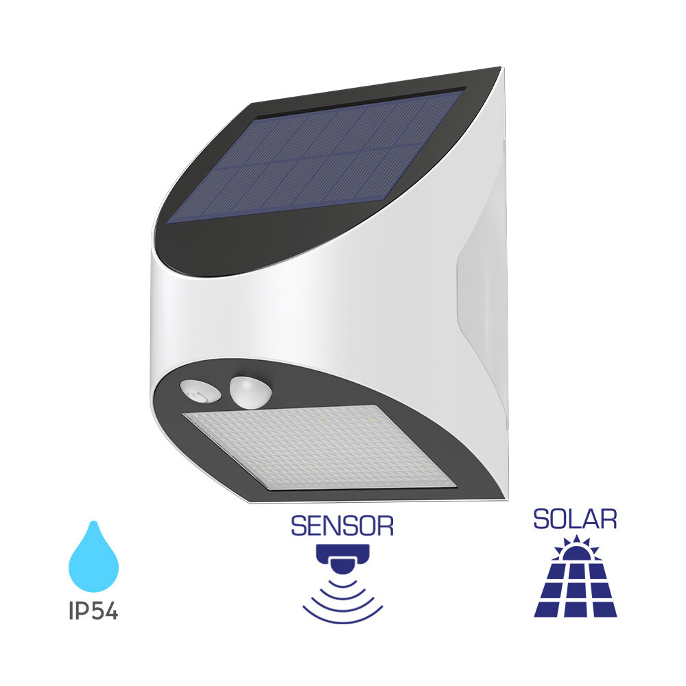BRY-SOLARIS-W1-WHT-3W-6500K-IP54-SOLAR WALL LIGHT - 1