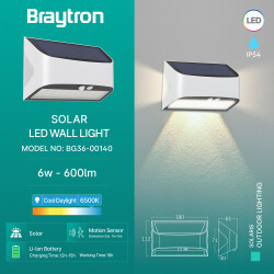 BRY-SOLARIS-W1B-WHT-6W-6500K-IP54-SOLAR WALL LIGHT - 3