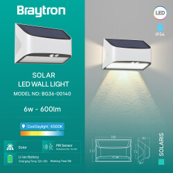 BRY-SOLARIS-W1B-WHT-6W-6500K-IP54-SOLAR WALL LIGHT - 3