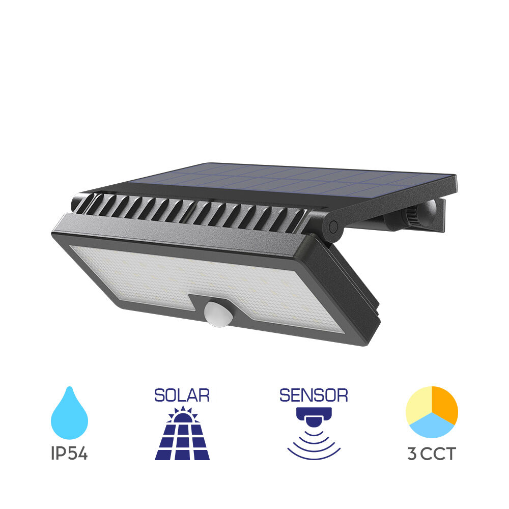 BRY-SOLARIS-W3-BLC-10W-3IN1-IP54-SOLAR WALL LIGHT - 1