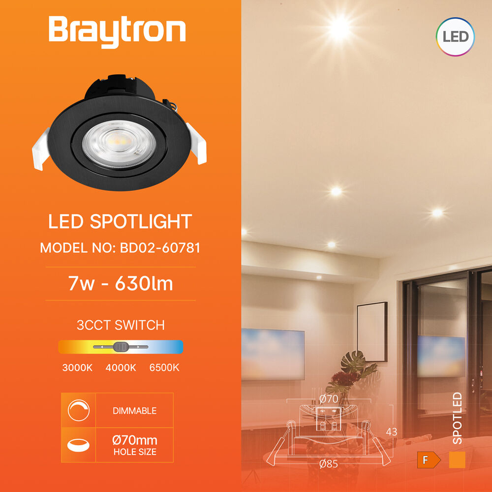 BRY-SPOTLED G3-7W-RND-BLC-3IN1-DIM-LED SPOTLIGHT - 3