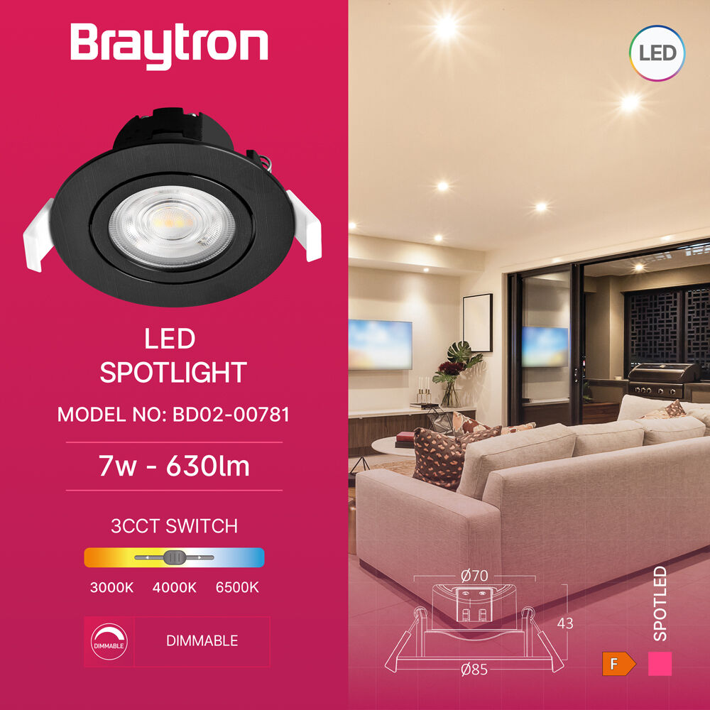 BRY-SPOTLED G3-7W-RND-BLC-3IN1-LED SPOTLIGHT - 3