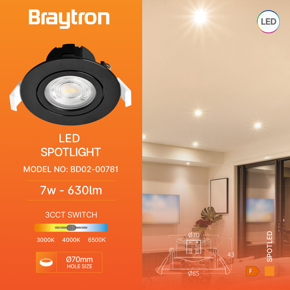 BRY-SPOTLED G3-7W-RND-BLC-3IN1-LED SPOTLIGHT - 3