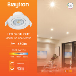 BRY-SPOTLED G3-7W-RND-WHT-3IN1-DIM-LED SPOTLIGHT - 3