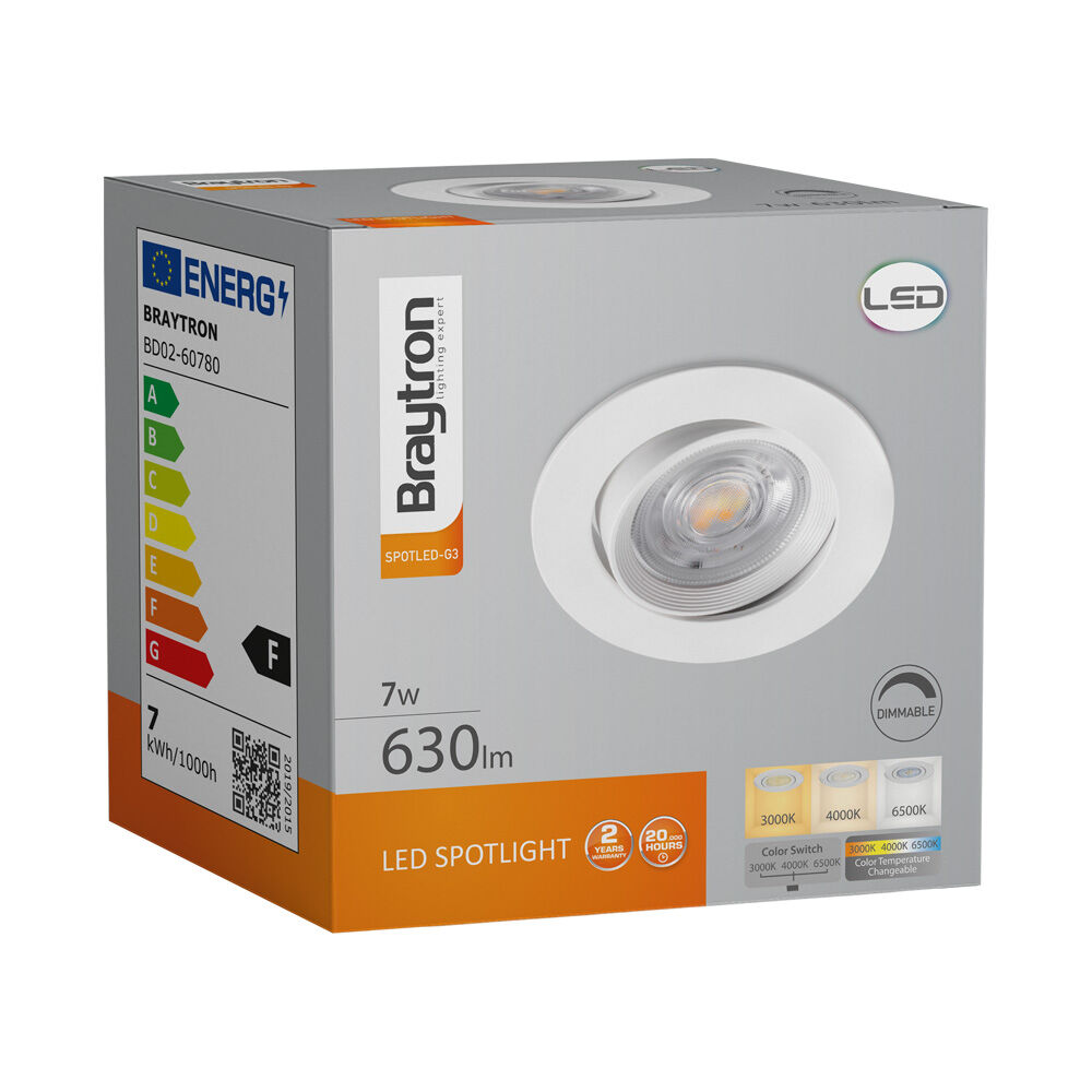 BRY-SPOTLED G3-7W-RND-WHT-3IN1-DIM-LED SPOTLIGHT - 7