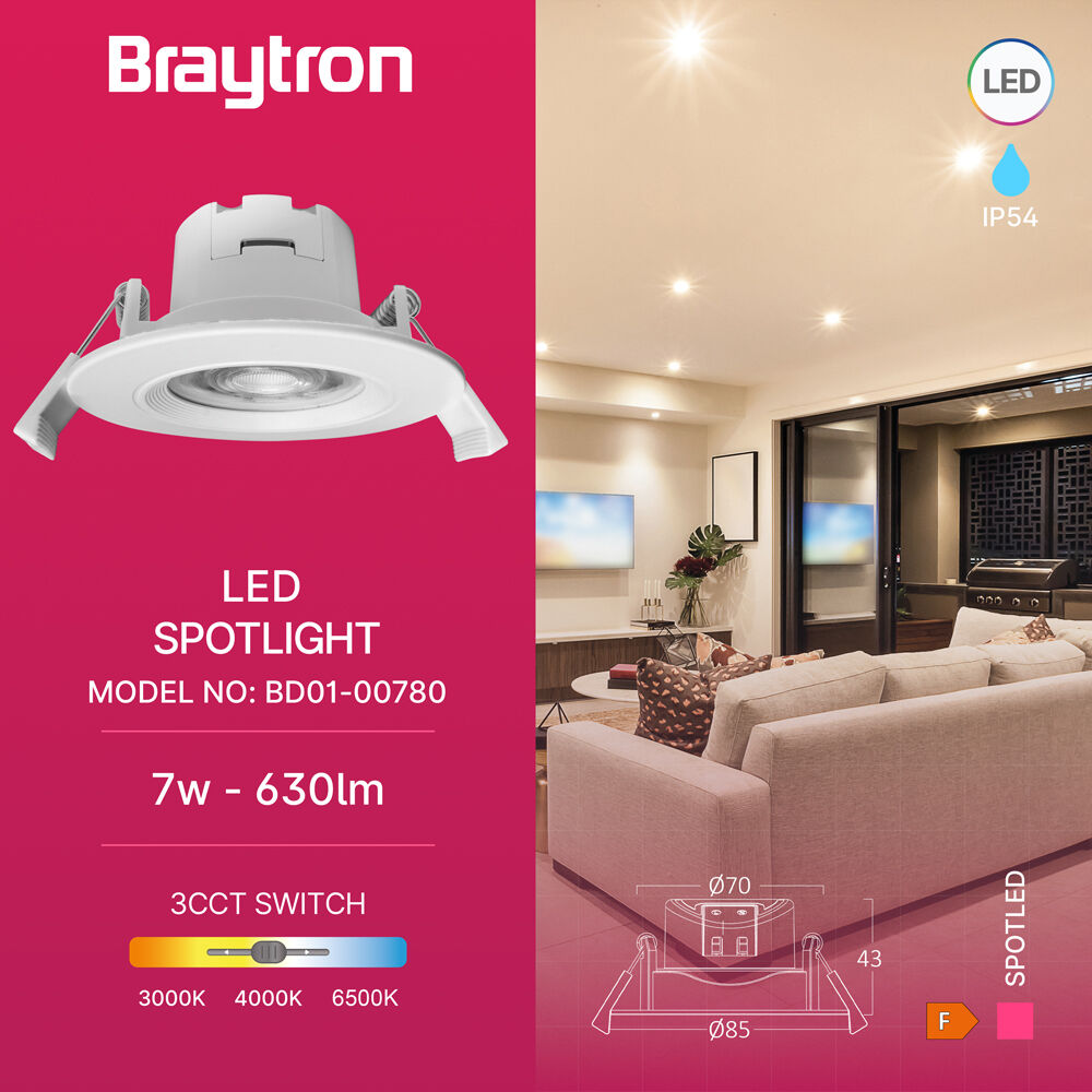 BRY-SPOTLED G3-7W-RND-WHT-3IN1-IP54-LED SPOTLIGHT LED SPOTLIGHT - 3