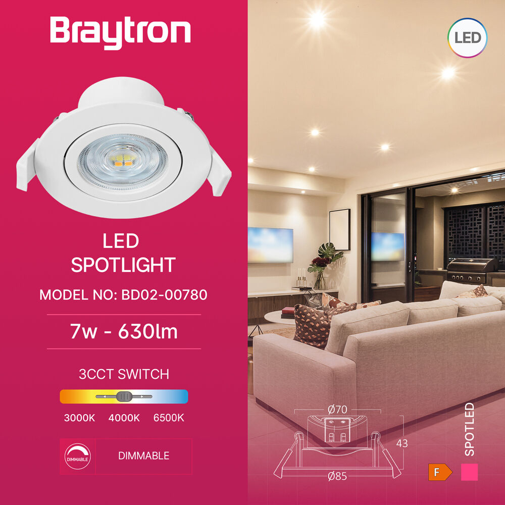 BRY-SPOTLED G3-7W-RND-WHT-3IN1-LED SPOTLIGHT - 3