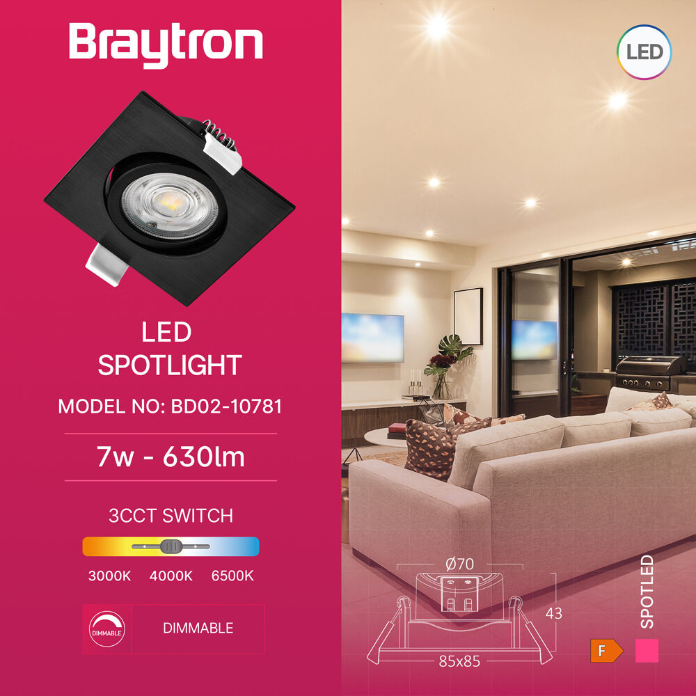 BRY-SPOTLED G3-7W-SQR-BLC-3IN1-LED SPOTLIGHT - 3