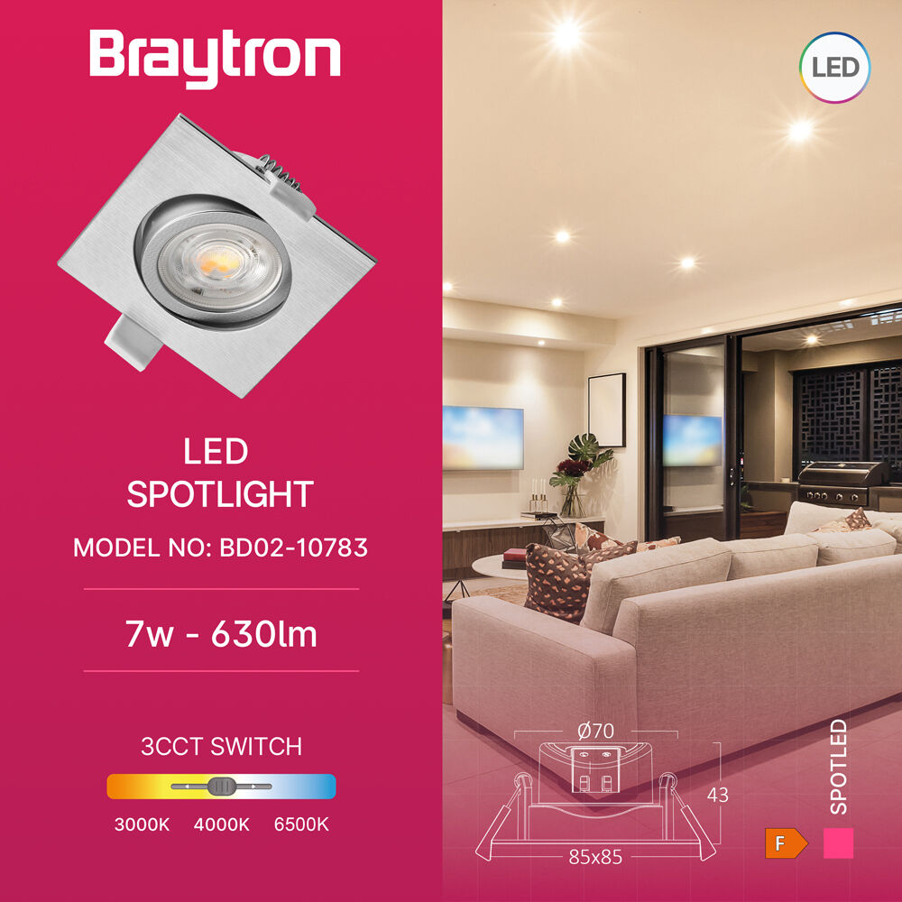 BRY-SPOTLED G3-7W-SQR-SLV-3IN1-LED SPOTLIGHT - 3