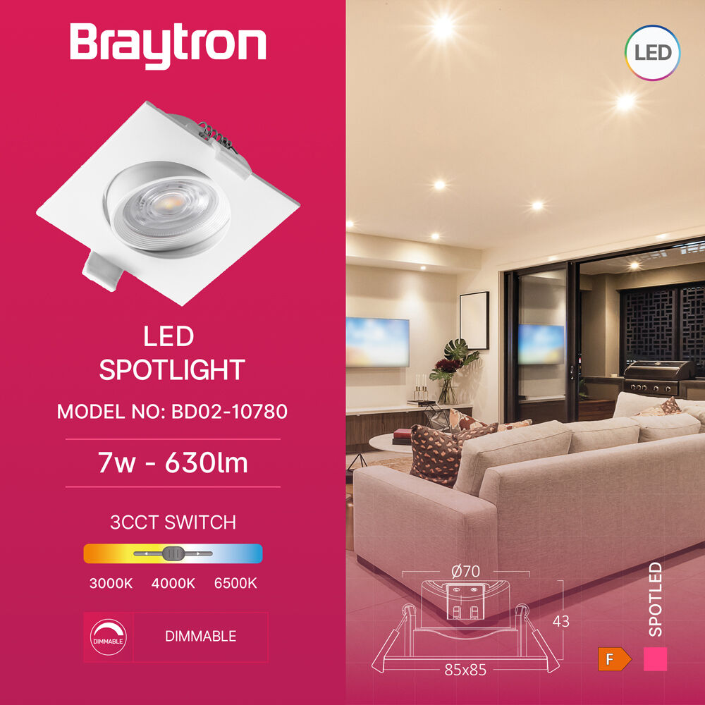BRY-SPOTLED G3-7W-SQR-WHT-3IN1-LED SPOTLIGHT - 3