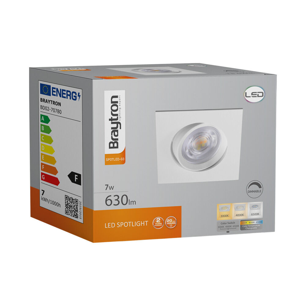 BRY-SPOTLED G3-7W-SQR-WHT-DIM-3IN1-LED SPOTLIGHT - 7