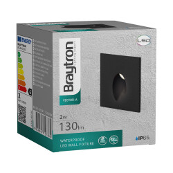 BRY-VECTOR-A-SQR-BLC-2W-3000K-IP65-WALL LIGHT - 4
