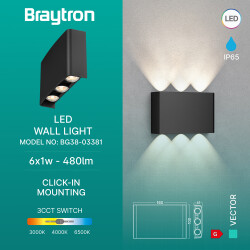 BRY-VECTOR-B-WL-BLC-6x1W-3IN1-IP65-WALL LIGHT - 3