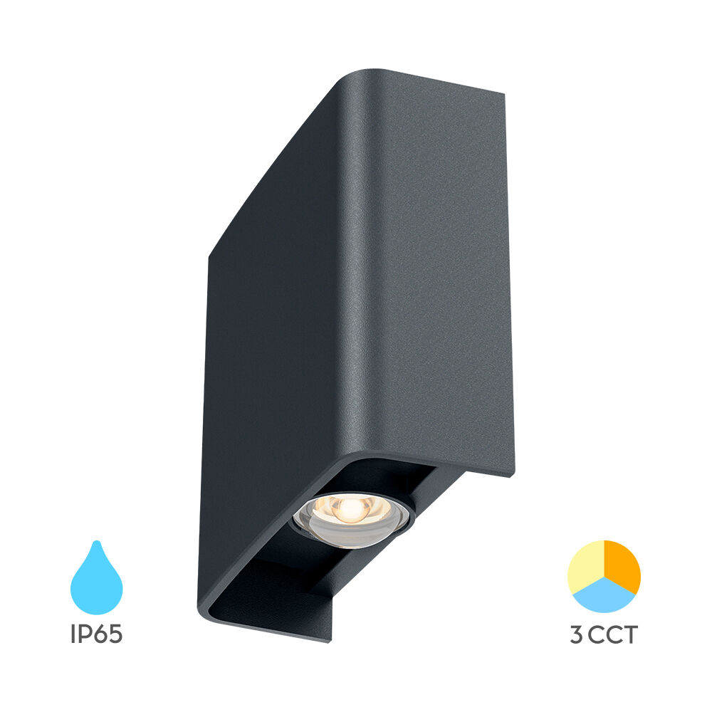 BRY-VECTOR-B-WL-GRY-2x1W-3IN1-IP65-WALL LIGHT - 1