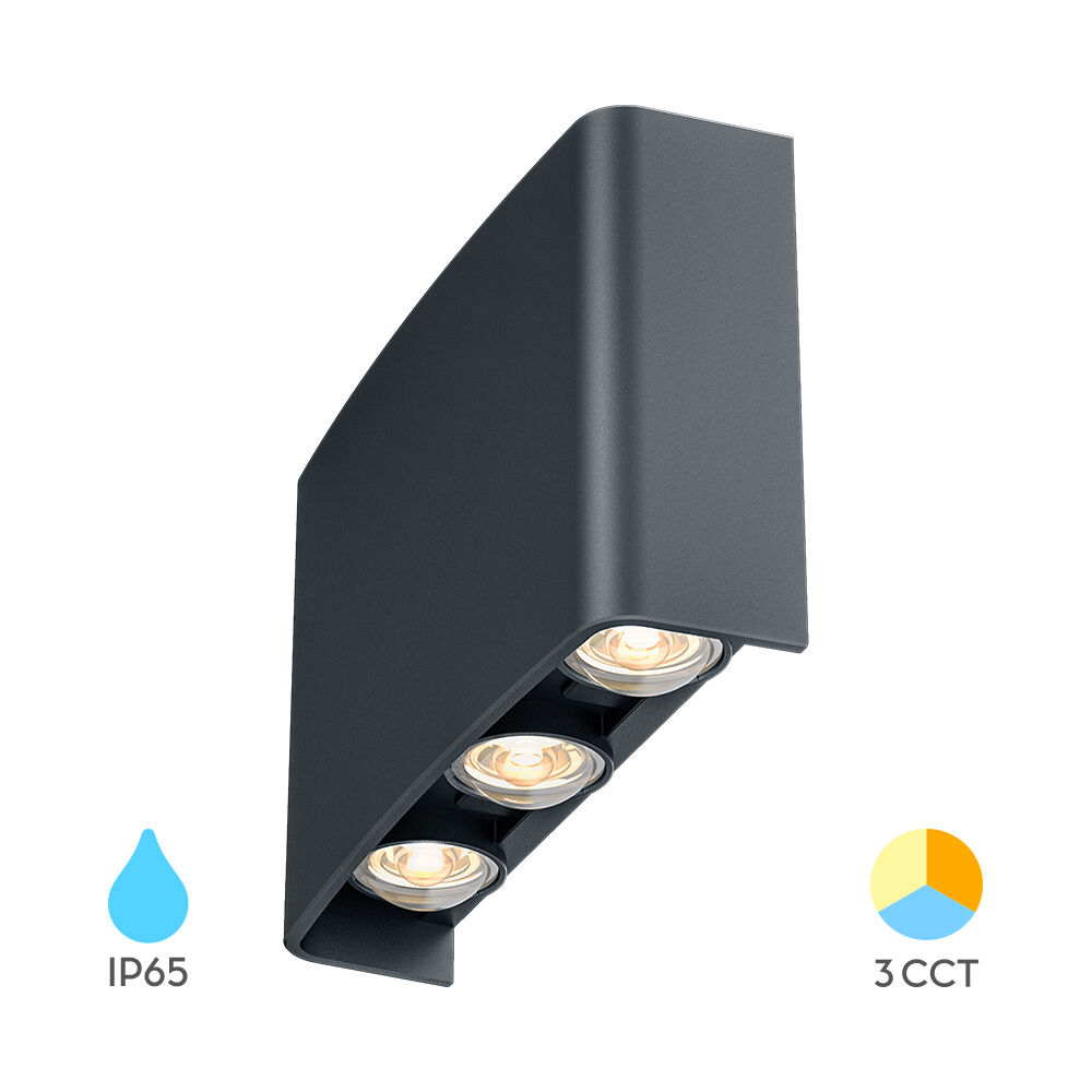 BRY-VECTOR-B-WL-GRY-6x1W-3IN1-IP65-WALL LIGHT - 1