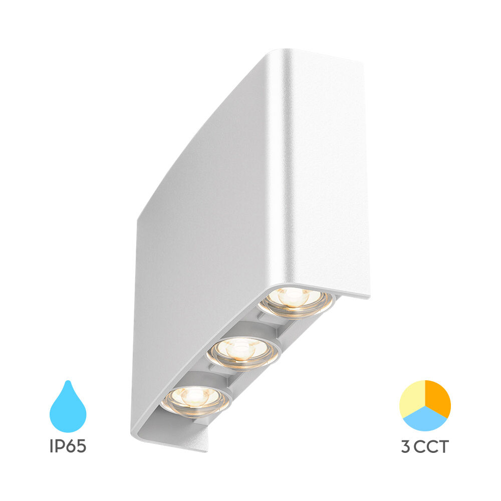 BRY-VECTOR-B-WL-WHT-6x1W-3IN1-IP65-WALL LIGHT - 1
