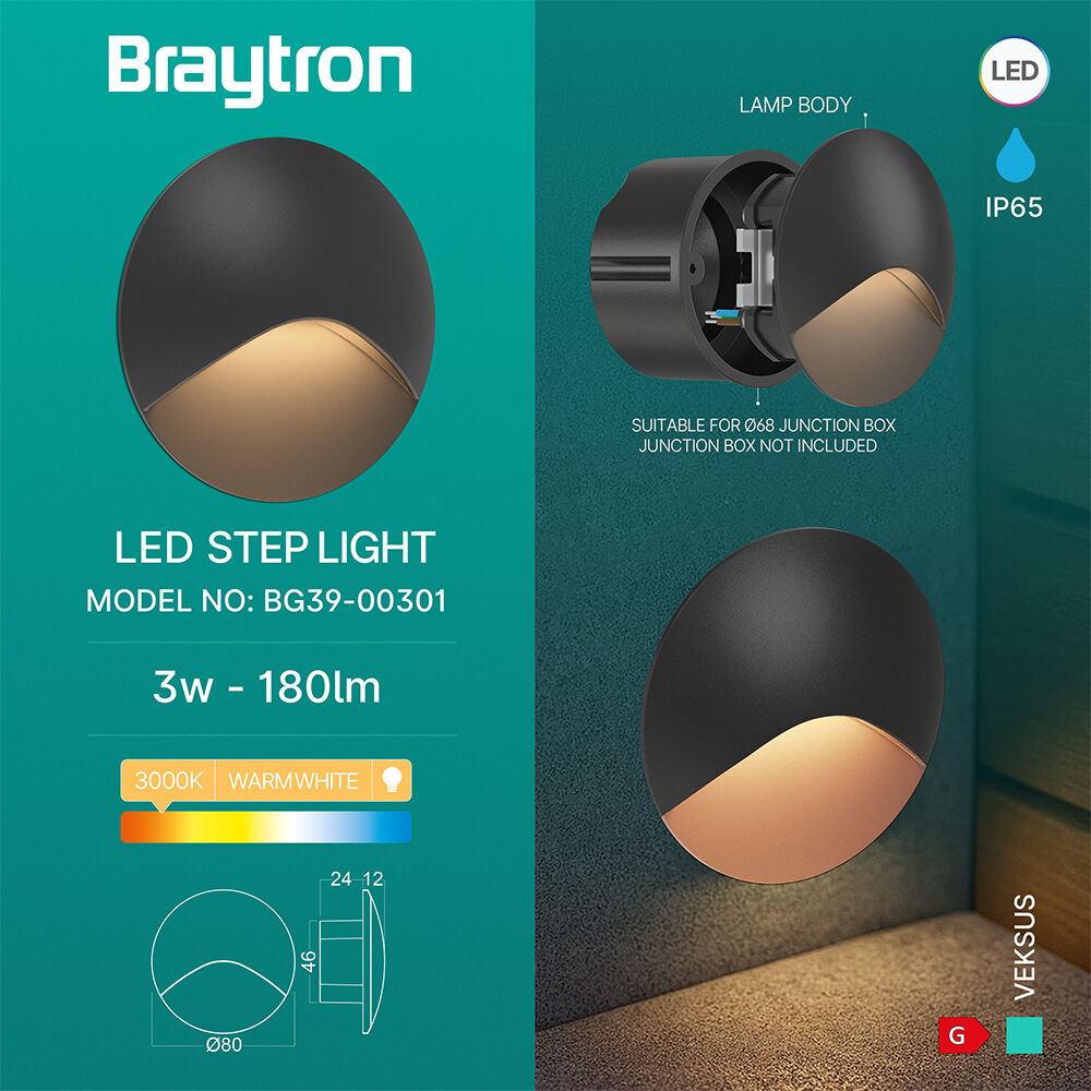 BRY-VEKSUS-RND-BLC-3W-3000K-IP65-STEP LIGHT - 3