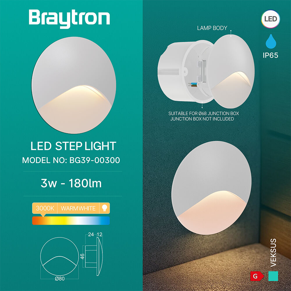 BRY-VEKSUS-RND-WHT-3W-3000K-IP65-STEP LIGHT - 3