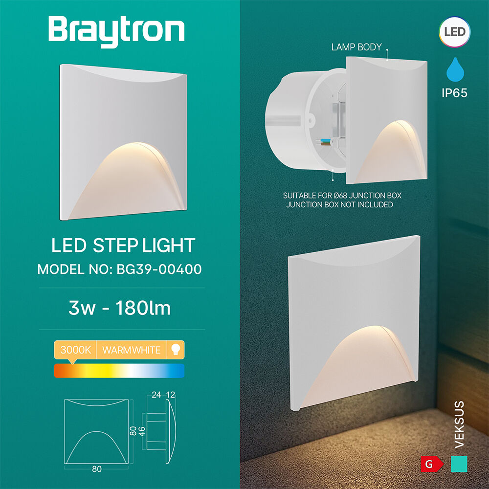 BRY-VEKSUS-SQR-WHT-3W-3000K-IP65-STEP LIGHT - 3