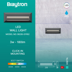 BRY-VEKTA-B-RCT-D.GRY-3W-3IN1-IP65-WALL LIGHT - 3