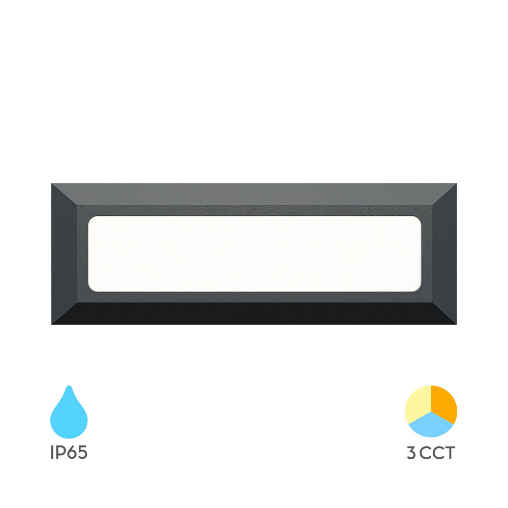 BRY-VEKTA-B-RCT-GRY-3W-3IN1-IP65-WALL LIGHT - 1