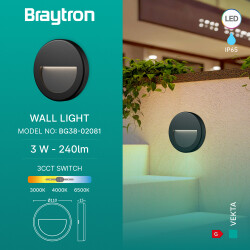 BRY-VEKTA-B-RND-BLC-3W-3IN1-IP65-WALL LIGHT - 3