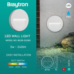 BRY-VEKTA-B-RND-WHT-3W-3IN1-IP65-WALL LIGHT - 3