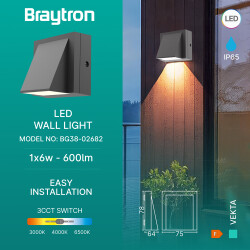 BRY-VEKTA-C-WL.1-GRY-1x6W-3IN1-IP65-WALL LIGHT - 3