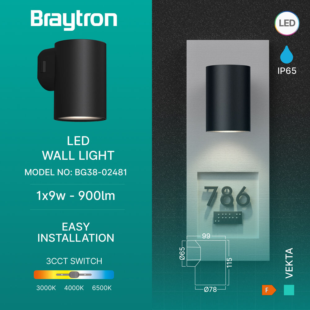 BRY-VEKTA-D-WL.1-BLC-1x9W-3IN1-IP65-WALL LIGHT - 3