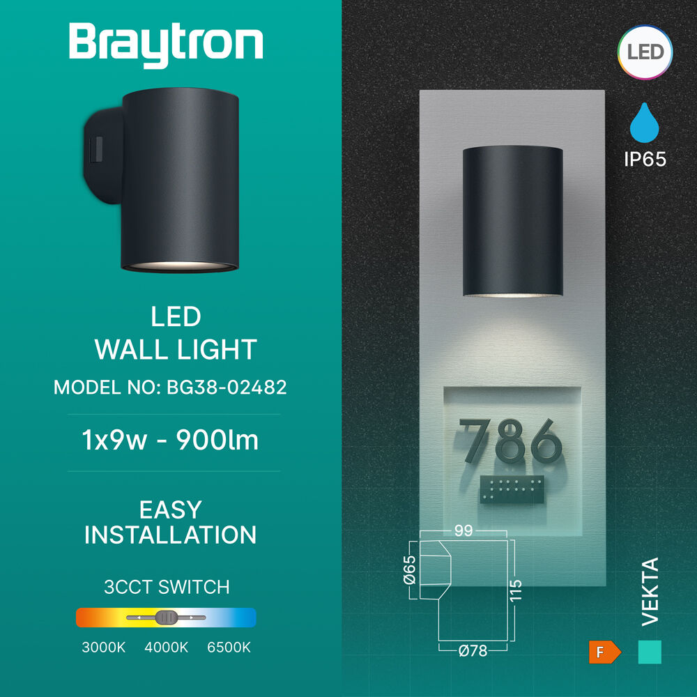 BRY-VEKTA-D-WL.1-GRY-1x9W-3IN1-IP65-WALL LIGHT - 3