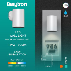 BRY-VEKTA-D-WL.1-WHT-1x9W-3IN1-IP65-WALL LIGHT - 3