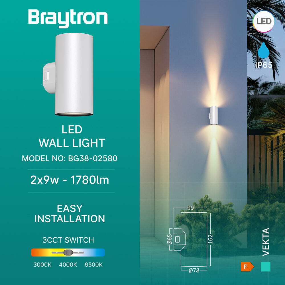 BRY-VEKTA-D-WL.2-WHT-2x9W-3IN1-IP65-WALL LIGHT - 3